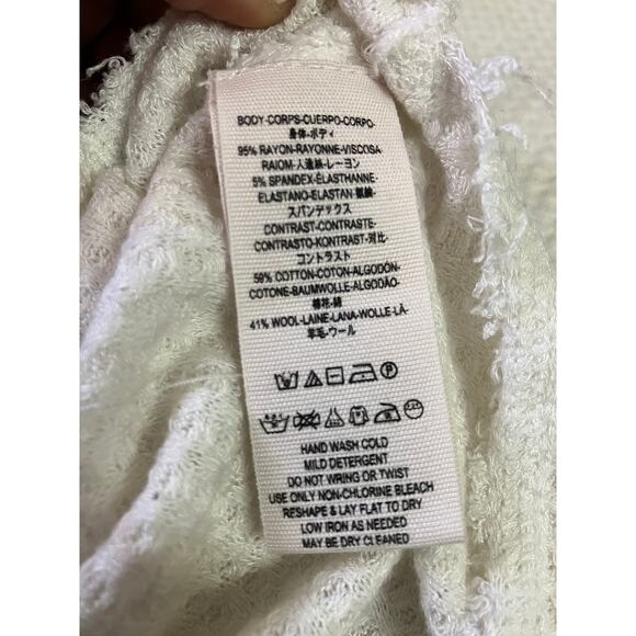 Free People Thermal Waffle Knit Long Sleeve Top Ivory Mixed Print XS Boho Casual - Picture 4 of 6